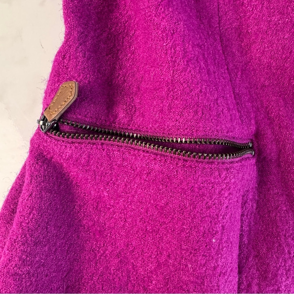 Talbots Magenta Wool Blend Asym Zip Moto Jacket Zipper Pockets Women 10 - Picture 8 of 12